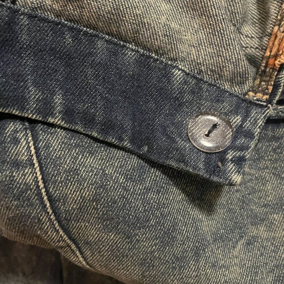 NWT BlueVelvet Denim Capri Overalls with Mixed Patches in Denim Size LARGE - Picture 10 of 12